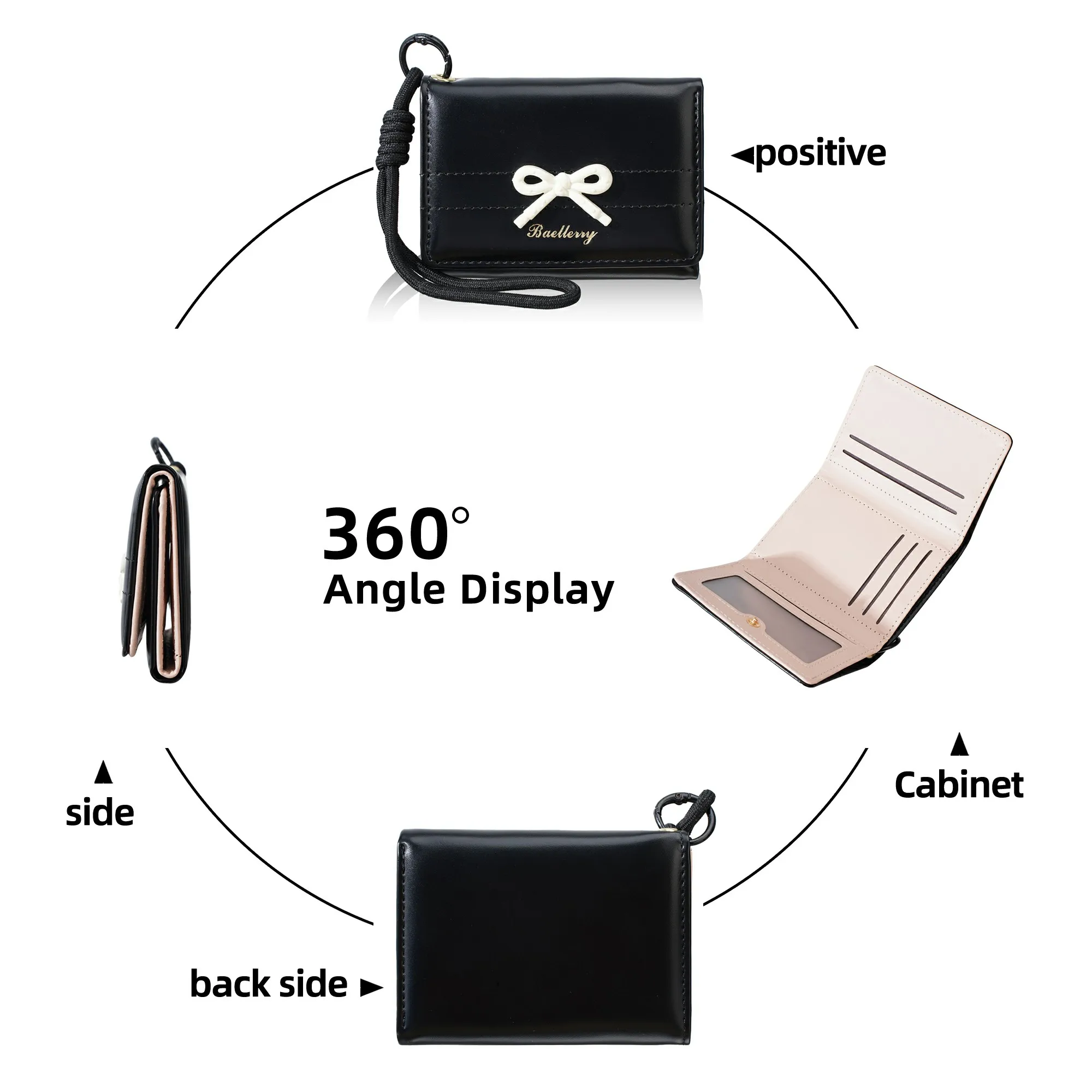1Pc Cute Bow-Decorated Women's Short 70% off Pu Wallet, with Detachable Wrist Strap, 5 Card Slots + Id Window + Bill Compartment, a Sweet Gift for Girls