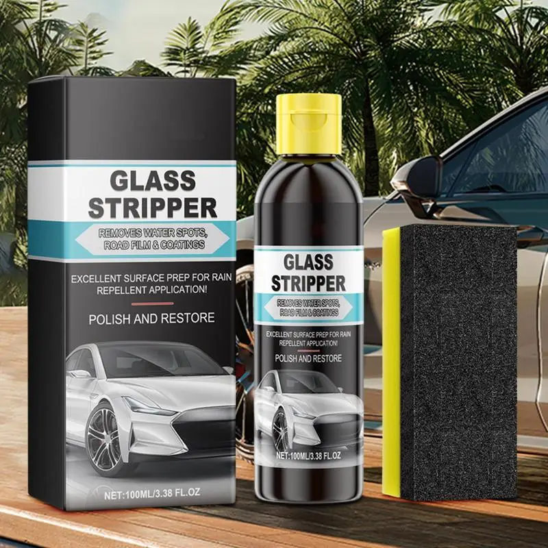 Front Windshield Clean Degreaser Anti-Fog 100ml Car Windshield Stains Remover Rainproof Remover With Sponge For Bird Droppings