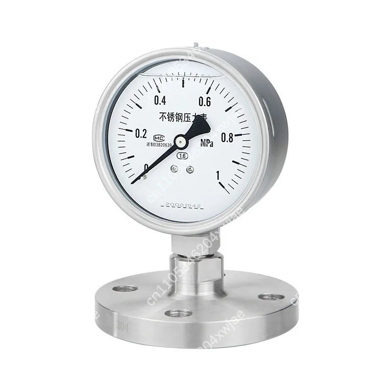 Stainless Steel Diaphragm Pressure Gauge with Flange Connection, Industrial Oil Water Gas Corrosion Resistant