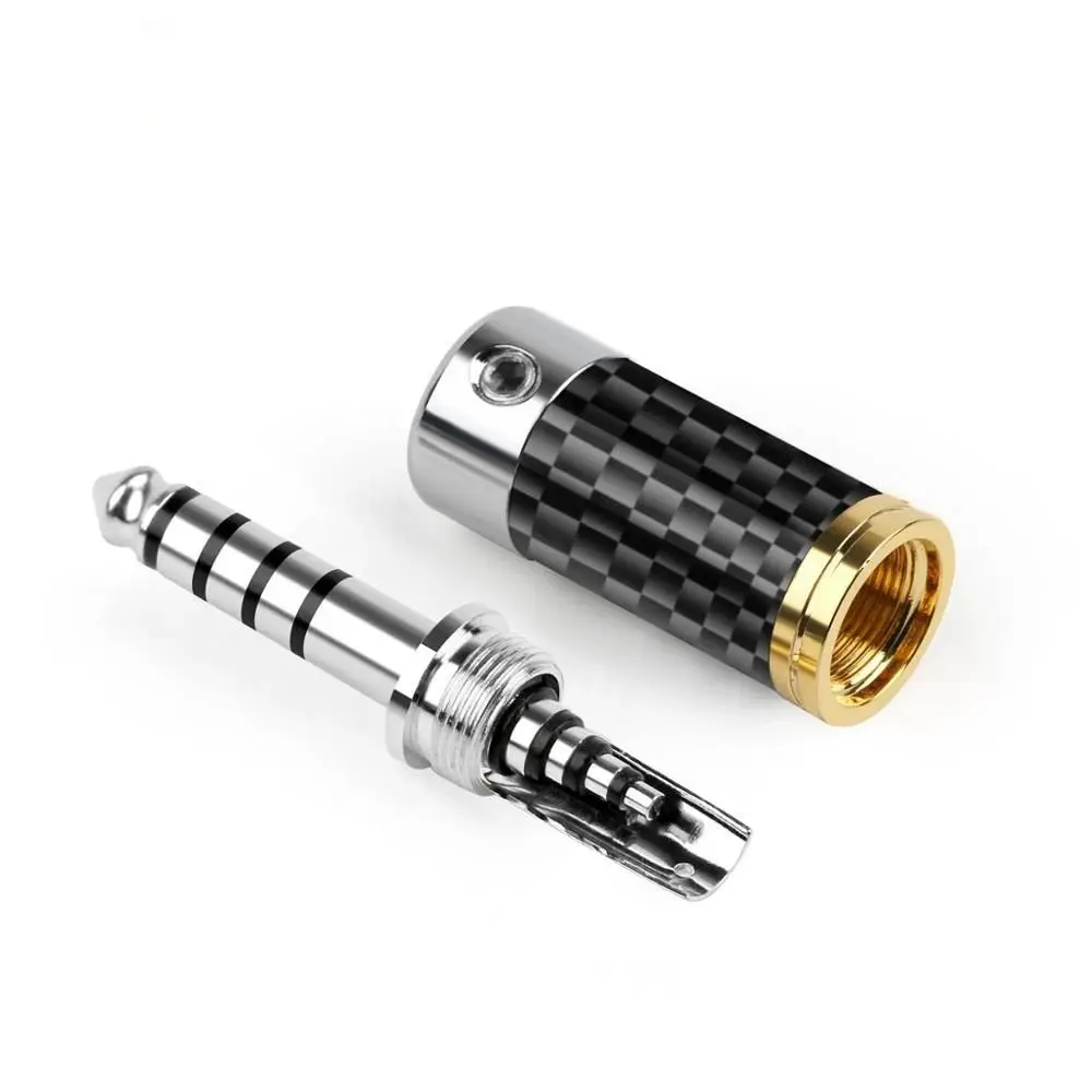 AUX Converter Rhodium Plated Earphone Plug Carbon Fiber Audio Jack Balanced Adapter 4.4mm 5 Pole Male 5 Poles Stereo Jack