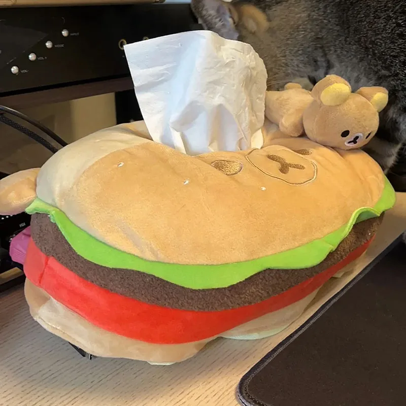 Rilakkuma мультфильм аниме коробка для салфеток милый высокоэффективный дизайн гамбургера идеально подходит для дома, ресторана, офиса, креативная игрушка в подарок