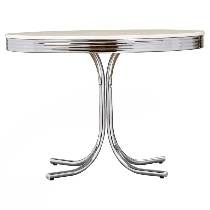 

The elegant retro chrome round table home decor is perfect for dining room furniture, transforming your space with timeless