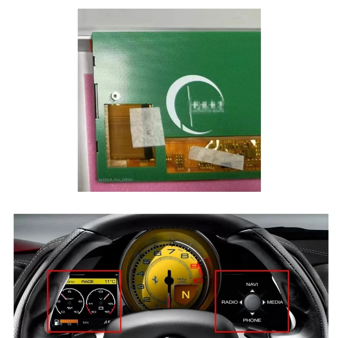 

LCD Display For Ferrari 458 Instrument Cluster Dashboard Screen Repairment