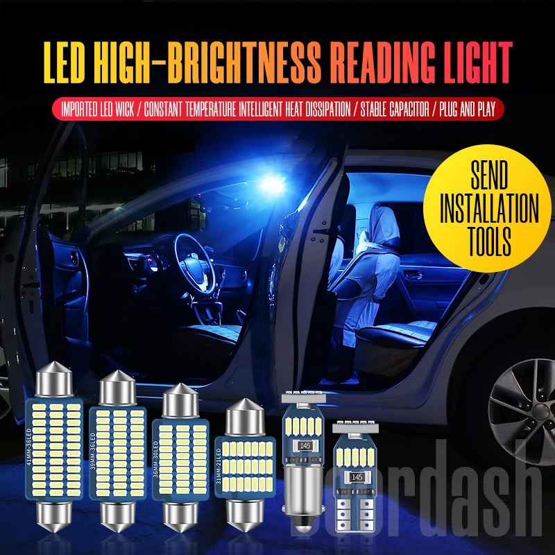 Светодиодная лампа Doordash C10w C5w для салона автомобиля, 1 шт., лампа для чтения интерьера автомобиля, освещение 12 В, 31 мм, 36 мм, 39 мм, 42 мм, T10, Ba9s, купольная лампа для номерного знака