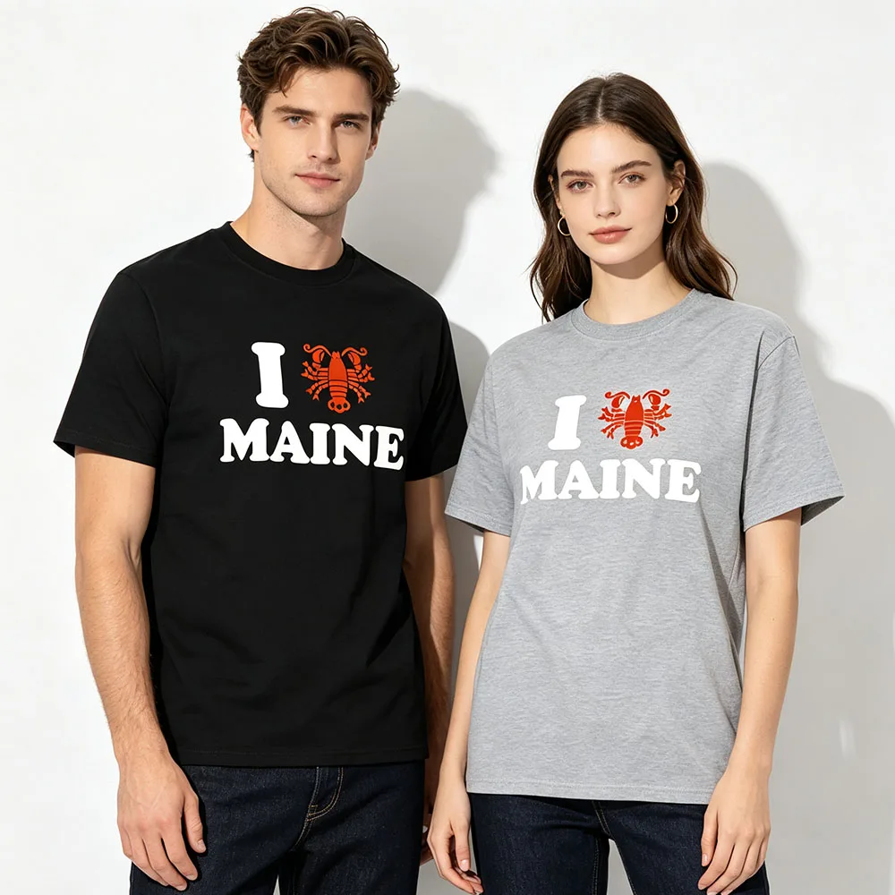 TV Series Reacher 2026 Unisex Short Sleeve T‑Shirt I Love Maine Lobster Graphic Print Tees Casual O‑Neck Loose Tops Men Women