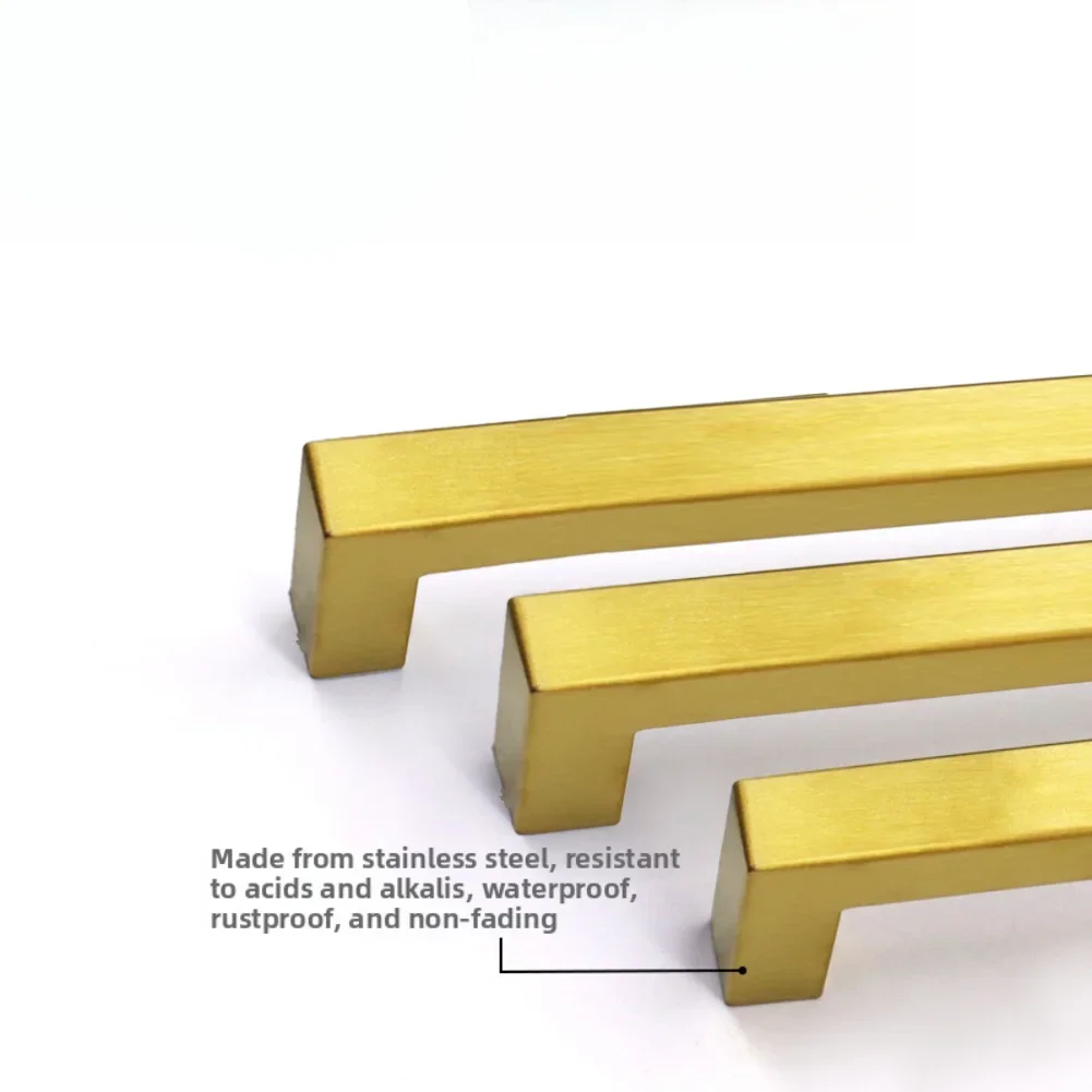 10PCS Furniture Hardware Cabinet Handle Square Handles Stainless Steel Drawer Knobs And Handles 50/64/76/96/128mm Tool Parts