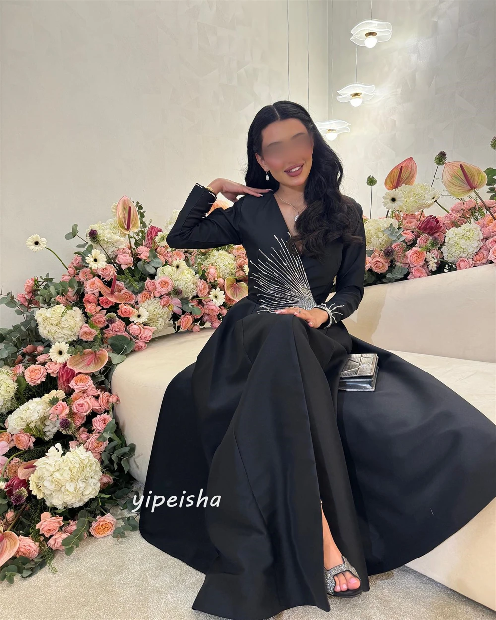 Customized Jiayigong s Beading A-line V-neck Bespoke Occasion Anke Length