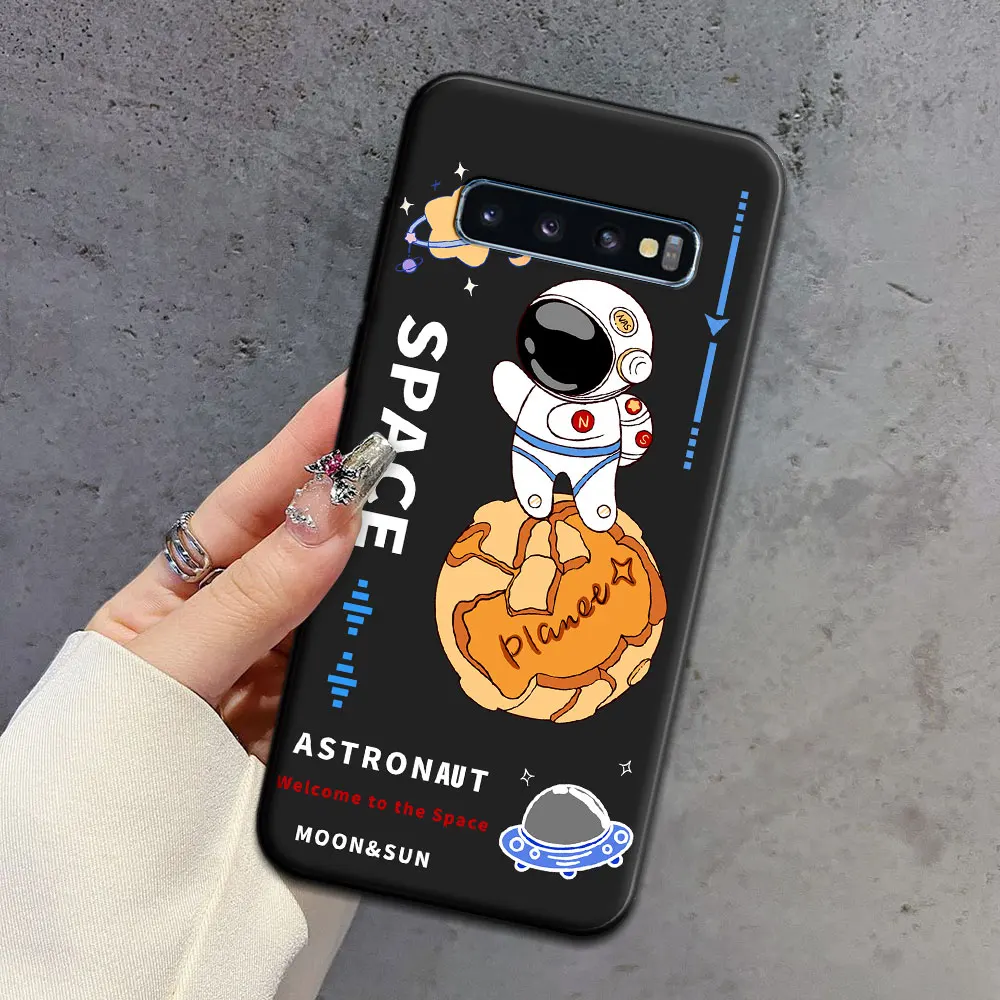 Dla Samsung S10 Plus S10E miękkie silikonowe etui na telefon z TPU luksusowy wzór astronauta do Samsung Galaxy S10 5G S10 + tylna obudowa