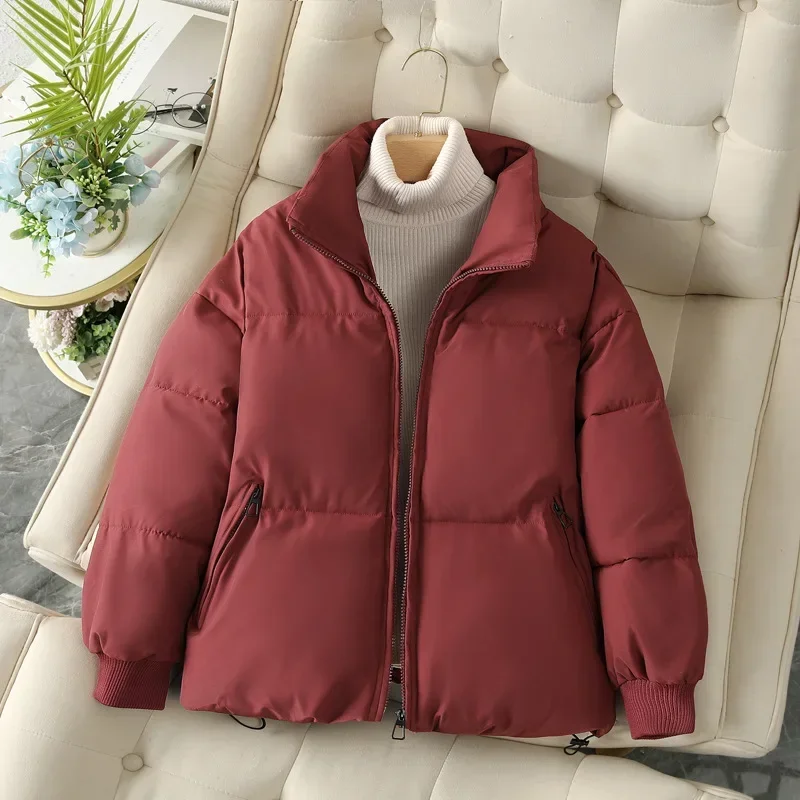 Parkas para mujer, chaqueta de abrigo para otoño e invierno, chaqueta acolchada que mantiene el calor, prendas de vestir Harajuku con cuello levantado, chaleco acolchado holgado coreano para otoño 2024