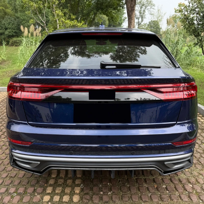 لأودي Q8 4M Sline 2019-2023 3 قطعة الناشر الخلفي الشفة الخلفية سبويلر الزاوية المفسدين تعديل التصميم الخارجي مادة ABS #3