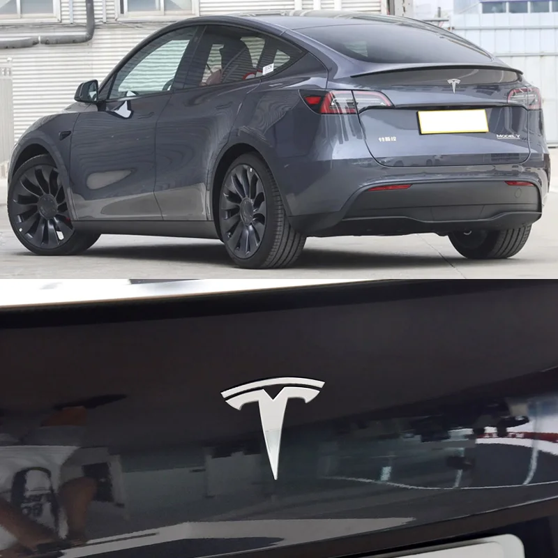 For Tesla Model Y X Model 3 Logo Carbon Metal Car Front Hood Bonnet Grill Rear Trunk Sticker Decal Badge Emblem Auto Accessories