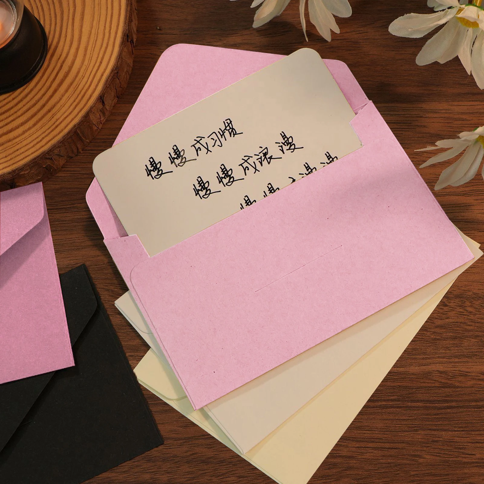 20pcs 6.37×4.44inch Classical White Black Kraft Blank Paper Window Envelopes ,Small Card/Note Holders ,for Wedding Invitation