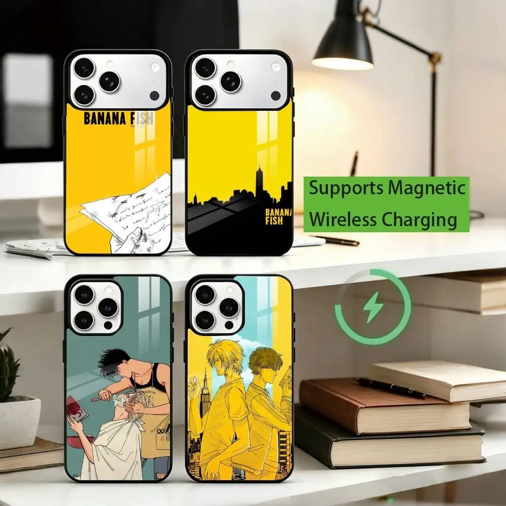 

A-Anime B-Banana Fish Phone Case For iPhone17,16,15,14,13,12,11 Plus,Pro Allows magnetic wireless charging