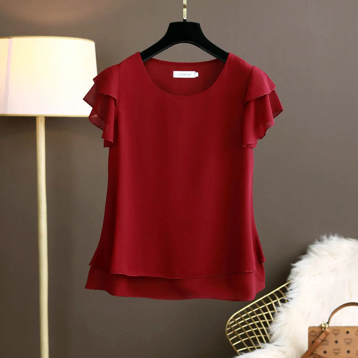 2024 Summer New Ice Silk Short-sleeved T-shirt Women\'s Thin Ice Silk Top Solid Color Satin Loose Short-sleeved Shirt