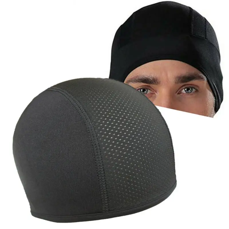 Quick Cycling Caps Black Sports Running Motorcycle Helmet Inner Liner Beanie Caps Moisture Wicking Cooling Outdoor Sport Hat