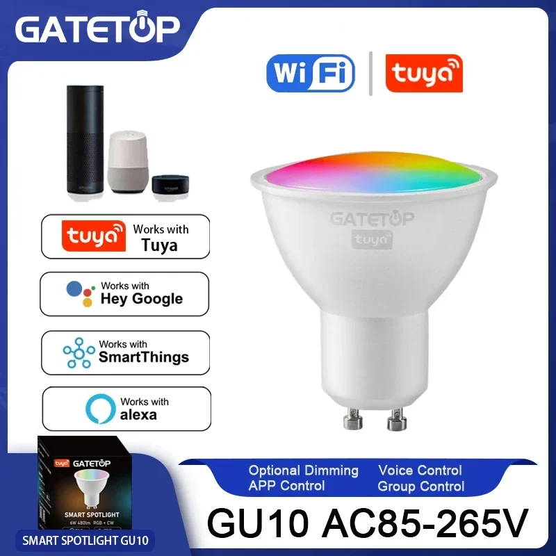 

Tuya Bulb GU10,Lámpara Led RGB con Control inteligente wifi,para Google Assisatnt Smart Life,AC100V 85V-265V,bombilla Dimmable