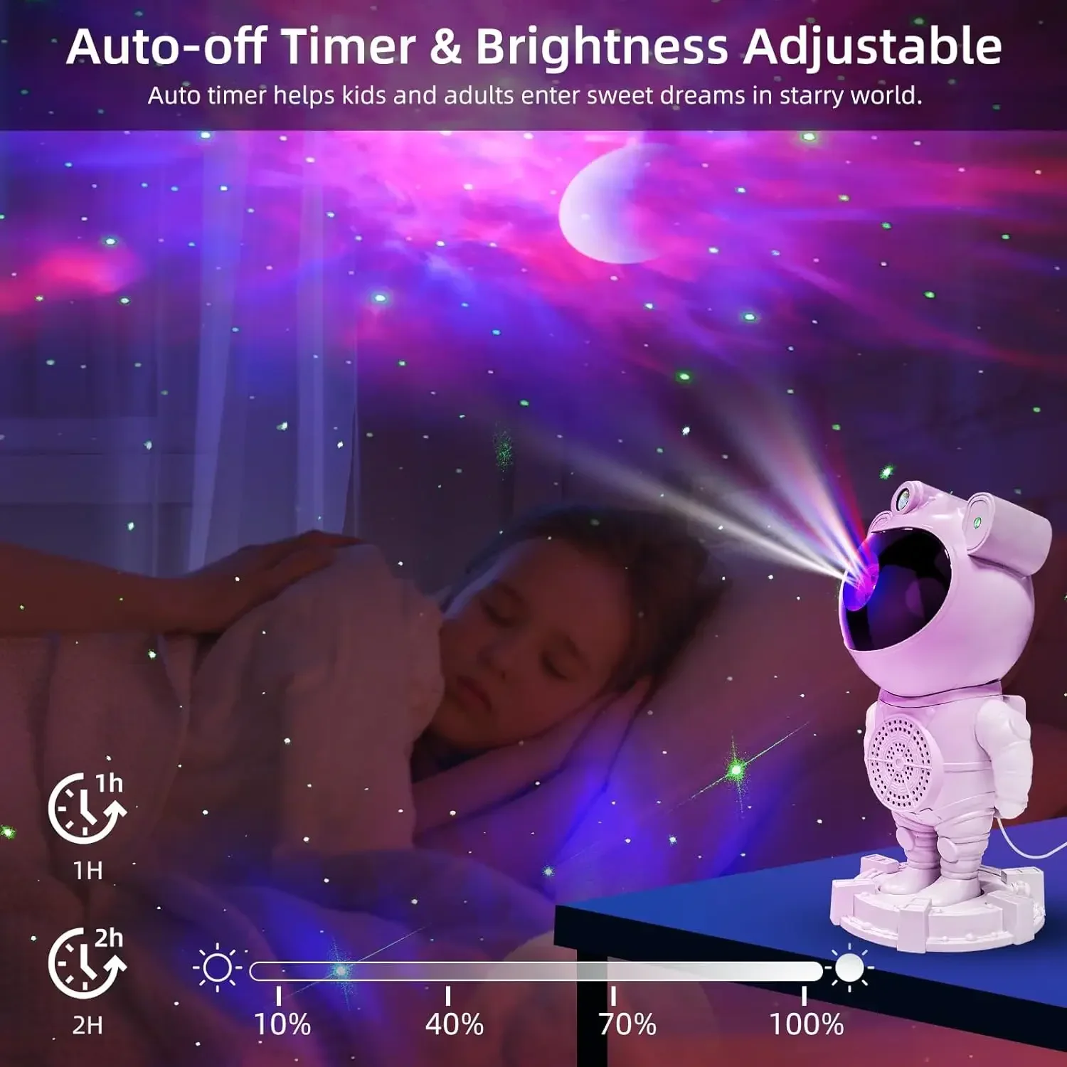 Bluetooth Astronaut Projector LED Bedroom Ambiance Night Light Moon Aurora Astronaut Music Speaker Nebula Moon Stars Projector