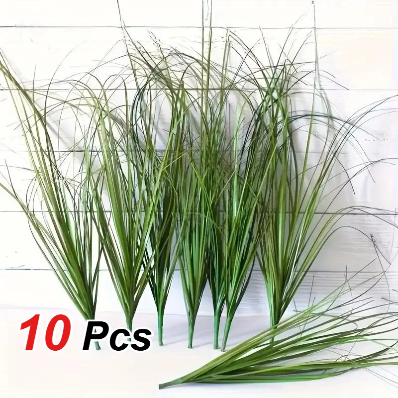 10 piezas de plantas verdes artificiales, hierba de cebolla de resina, adecuada para decoración interior/exterior, se pueden usar para decoraciones festivas de bodas