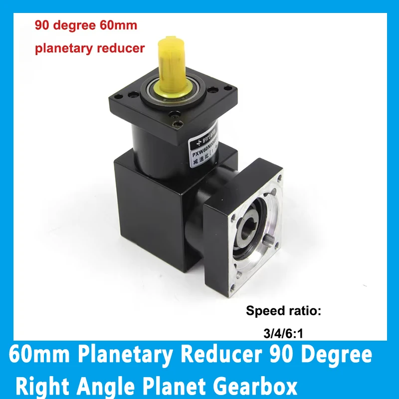 

60mm Planetary Reducer 90 Degree Right Angle Planet Gearbox for Nema24 Stepper Brushless DC motor Speed Ratio 10/16/24/36 :1