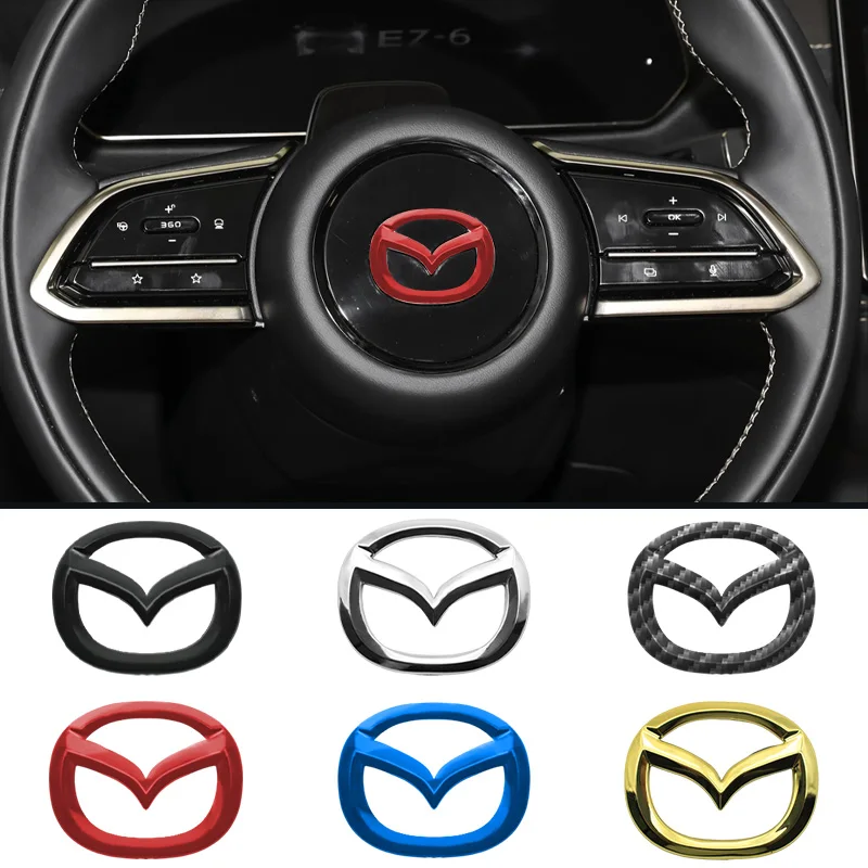 

1Pcs ABS Car Steering Wheel Emblem Sticker Badge Decals for Mazda 3 6 2 CX3 CX4 CX-5 CX30 Atenza Axela MX5 Interior Accessories