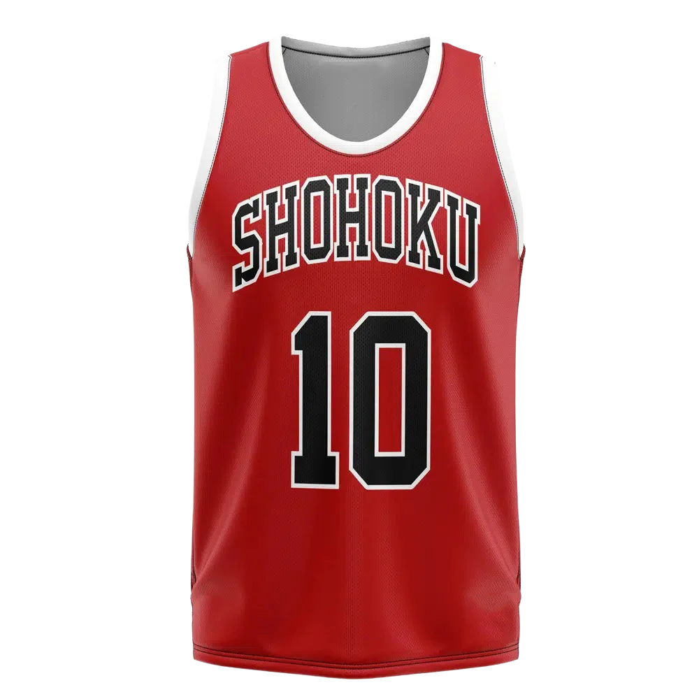 Bandai Slam Dunk Hanamichi Sakuragi Shohoku Red Basketball Jersey Anime Adult Kids Sports Vest Summer Quick-dry Soft Lightweight