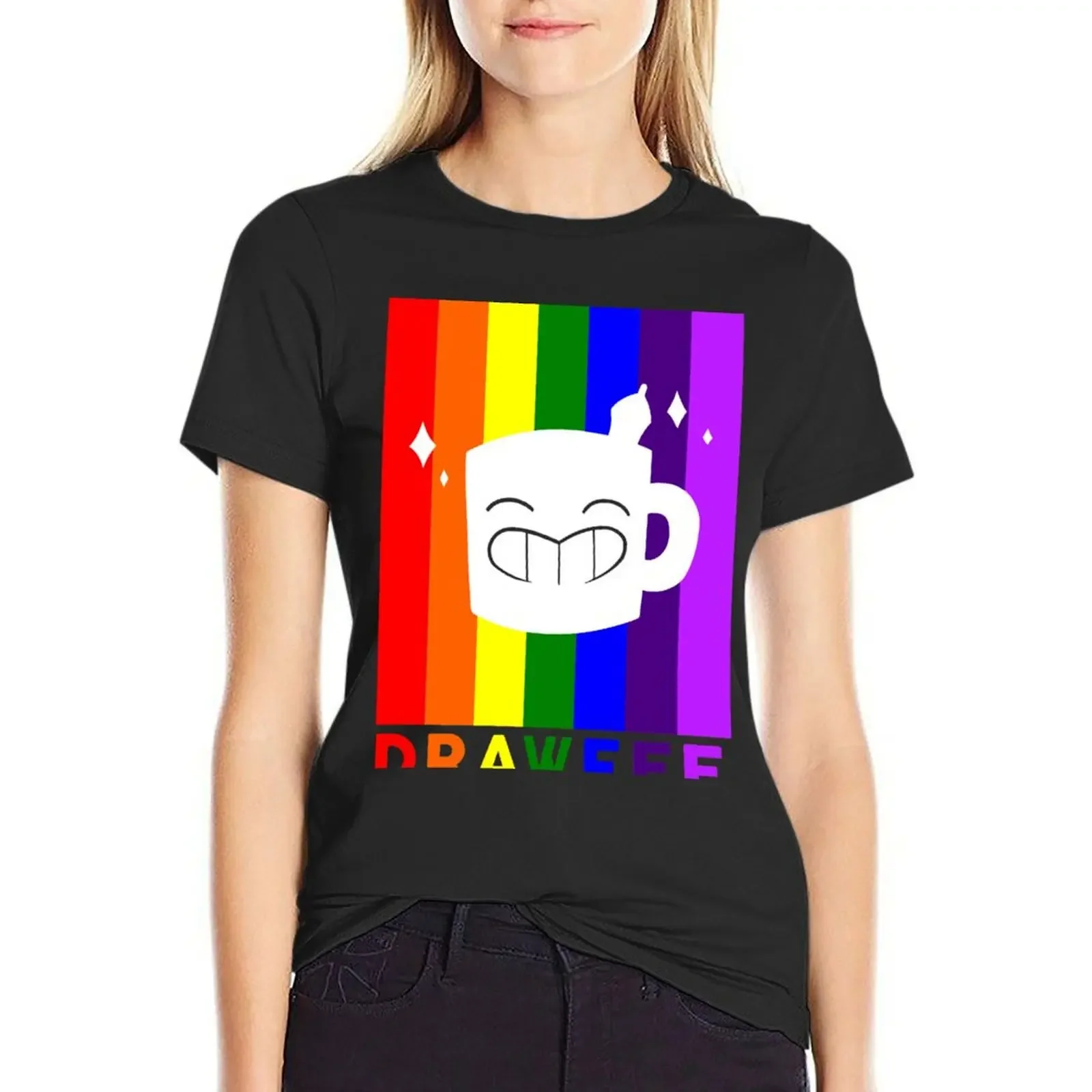 

Drawfee Supports Pride T-Shirt plus sizes Short sleeve tee vintage clothes clothes for Women