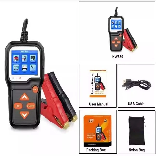 KW650 6V-12V Car Motorcycle Electric Car Lawn Mower Battery Detector