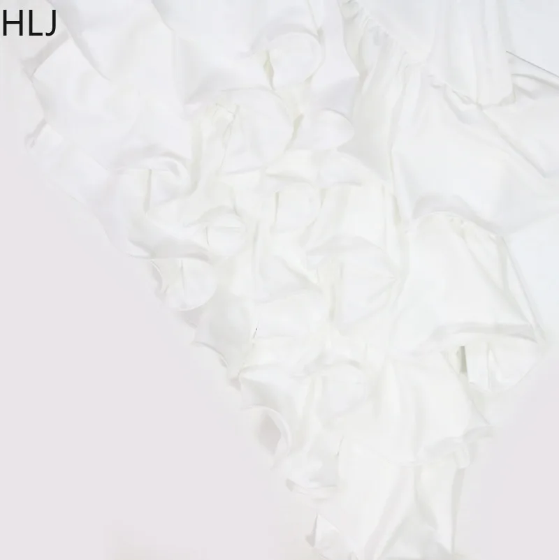 Hlj sexy babados irregular retalhos bodycon vestido feminino cinta de espaguete sem mangas vestidos sem costas feminino noite clube vestidos