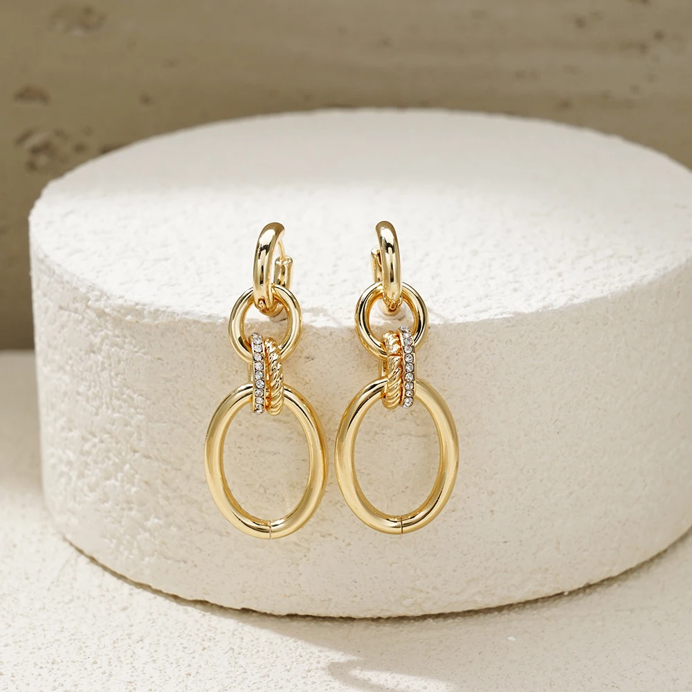 Fashionable And Simple Round Hollow Jewelry Eardrop Alloy Material 18k Pvd Gold-Plated Waterproof And Non-Fading 2024 New