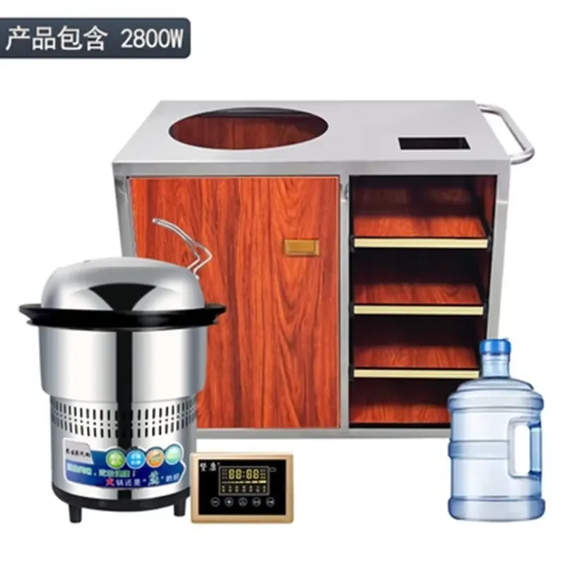 Commercial Electric Seafood Steamer 3000W 9L Large Capacity Pot with Translucent Lid Wood Grain Design for Home and