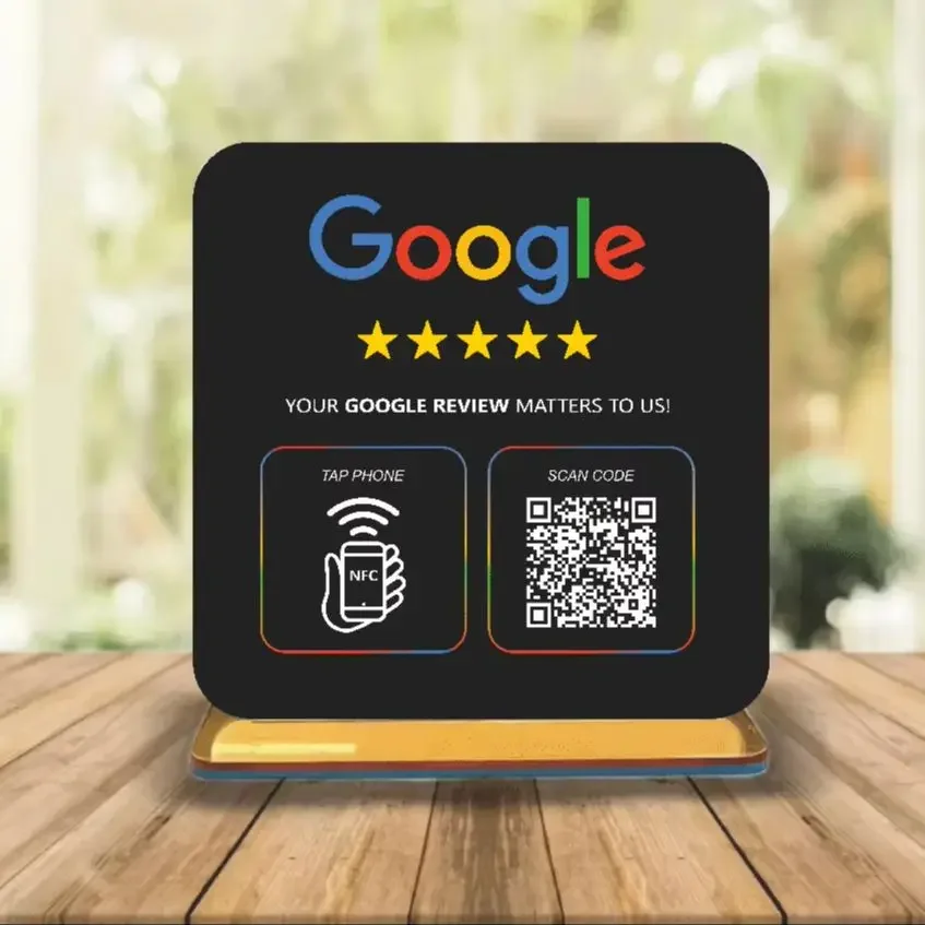 

Custom Google Review Sign With Stand Scan QR Code Business Decor Acrylic Google Review NFC QR Code Sign Review Us on Google