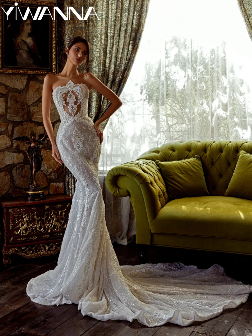 

New Arrival Beaded Lace Strapless Wedding Dress Exquisite Mermaid Long Bridal Gown 2026 New Customized Dreamy Dresses For Bride