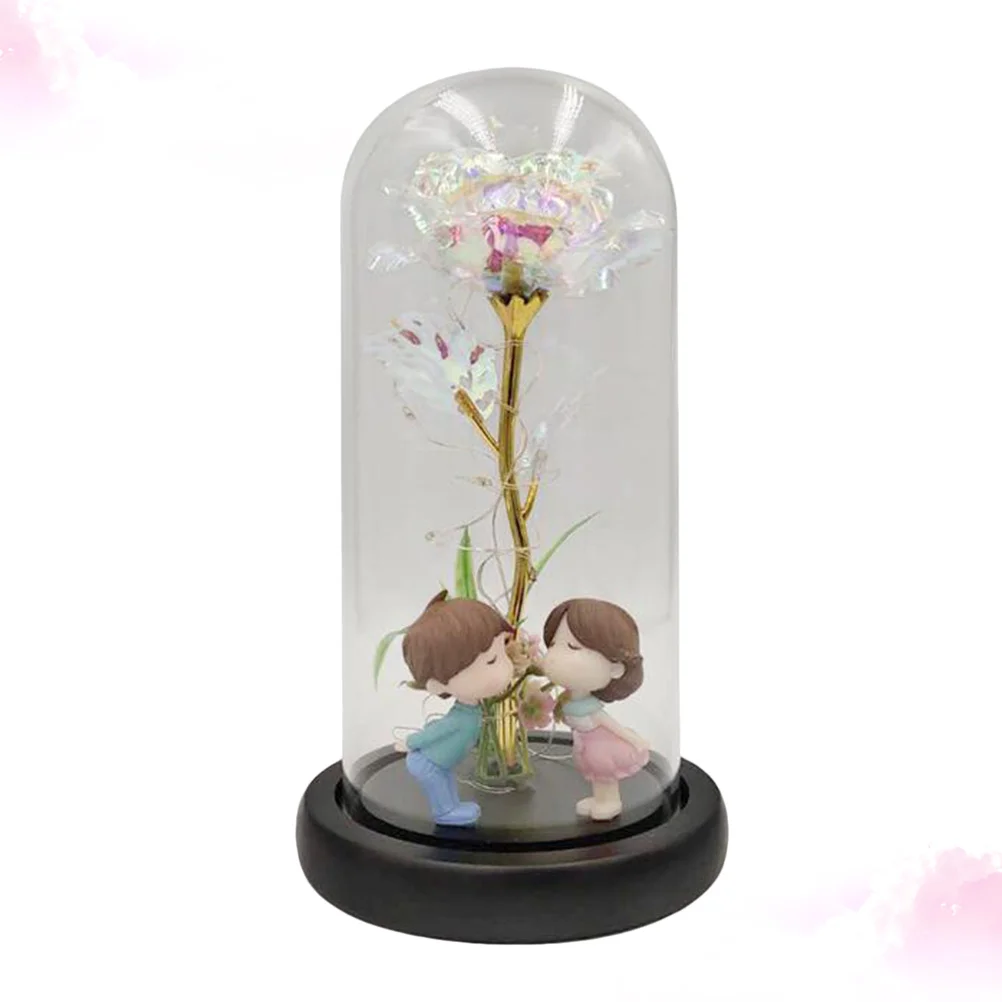 

Gold Foil Rose Flower LED Dome Lamp Romantic Lovers Kiss Light Desktop Decoration Valentine's Gift Rose LED Lamp