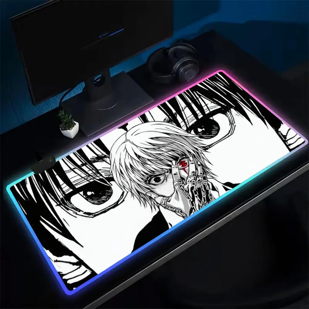 

HUNTER X HUNTER Sharingan Mouse Pad Anime Gaming Mouse Pad LED Table Pads Backlit Rubber Desktop XXL RGB Desk Mats