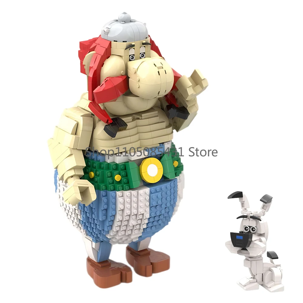 

MOC Gaul Warrior Obelix Figure Bricks Cartoon Character Dog Companion Assembly Toy For Kids Gift