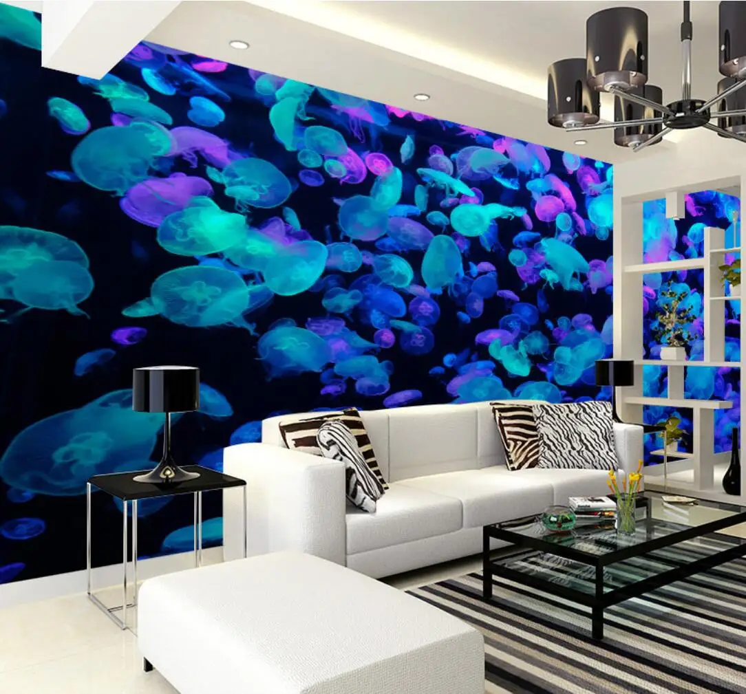 

Custom underwater world jellyfish ocean zenith Mural Wall paper Modern Photo Wallpaper Bedroom Papel De Parede 3D Home Decor