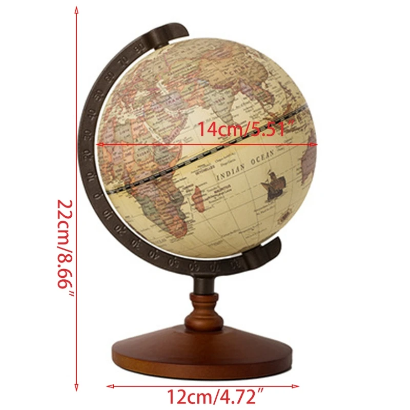 Wooden World Globe With Stand Home Decoration School Education Supplies For Student  Earth Map Terrestre Vintage Globes 22X14CM