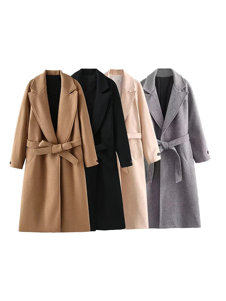 Classic high-end double-faced cashmere coat, medium-length, simple and elegant commuting belt, woolen coat for women