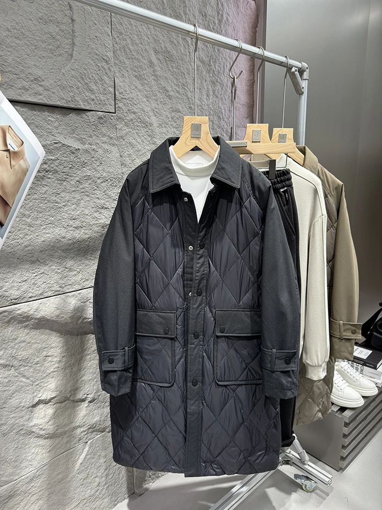 King of down Jaet! Hangzhou High Quali! National Stand 85 Down! Men's Mid-Length Patchwork down Jaet Trendy 325