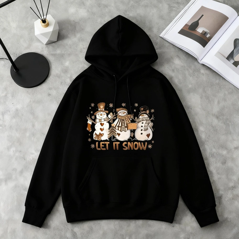 جديد Let It سنو ثلج عيد الميلاد البلوز مضحك لطيف عيد الميلاد هوديي الرجعية عيد الميلاد ملابس النساء خريف شتاء ملابس الشارع الشهير غير رسمية #6