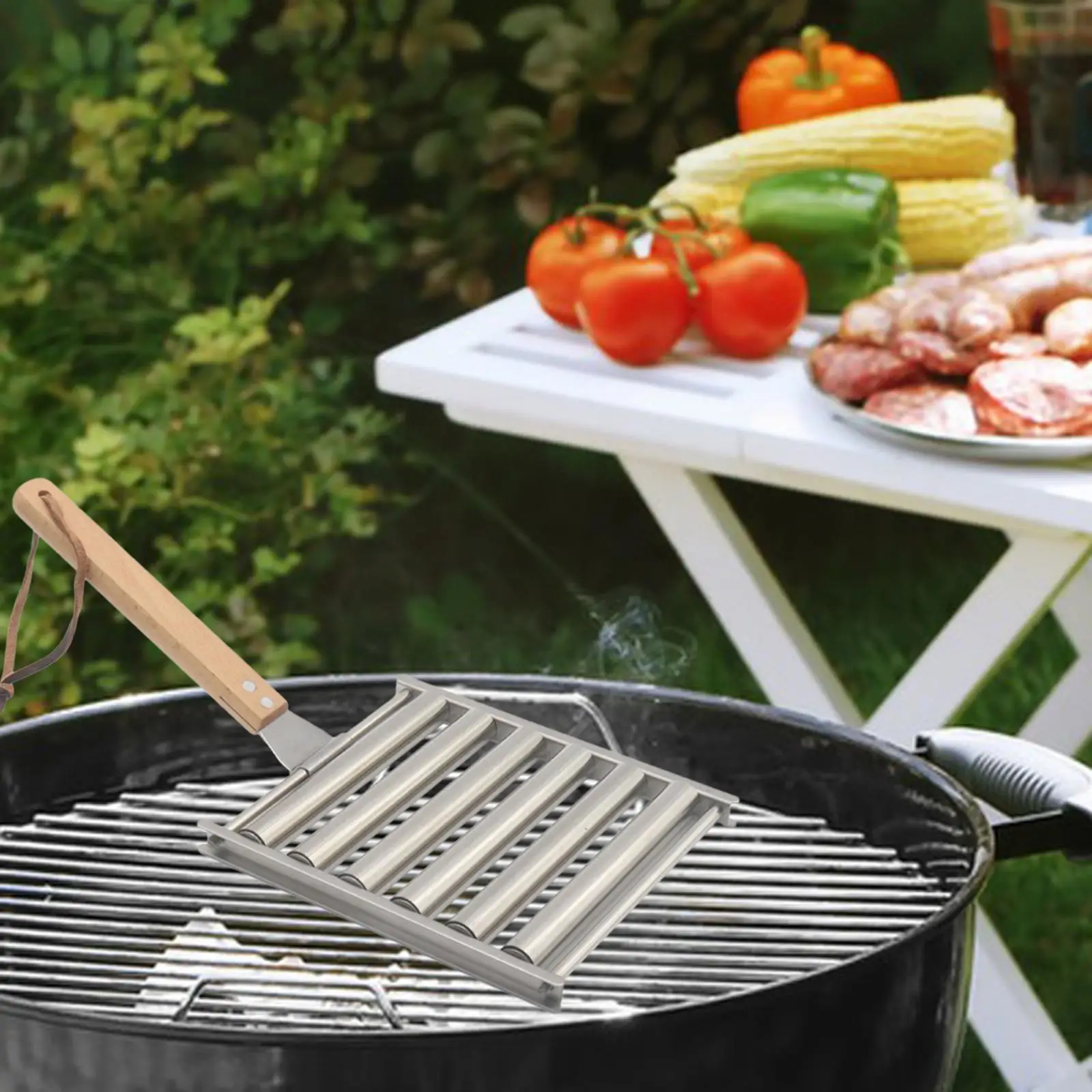 Aço inoxidável salsicha Roller Rack, Hot Dog Roller, Titular removível Steamer para Camping, Atividades de fogueira