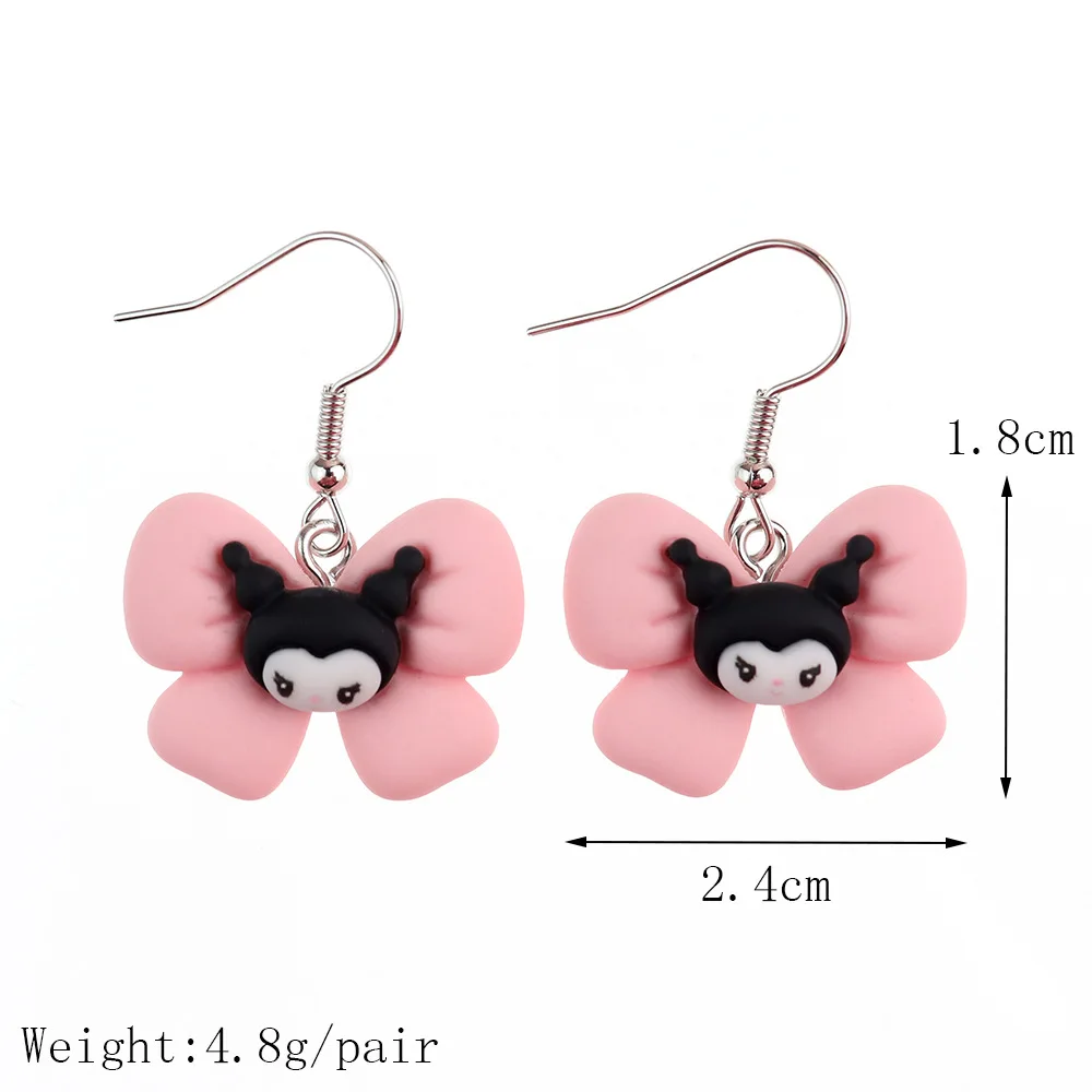 Cute Anime Kuromis Earrings Sanrio Creative Childlike Interest Girl Heart Ear Hook Cartoon Pendant Fashion Jewelry Birthday Gift