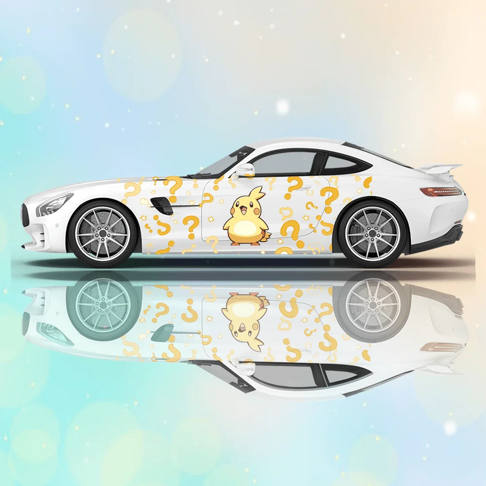 2PCS Yellow cute ducky question mark sticker car sticker full body decal decoration covering scratches protect car sticker water