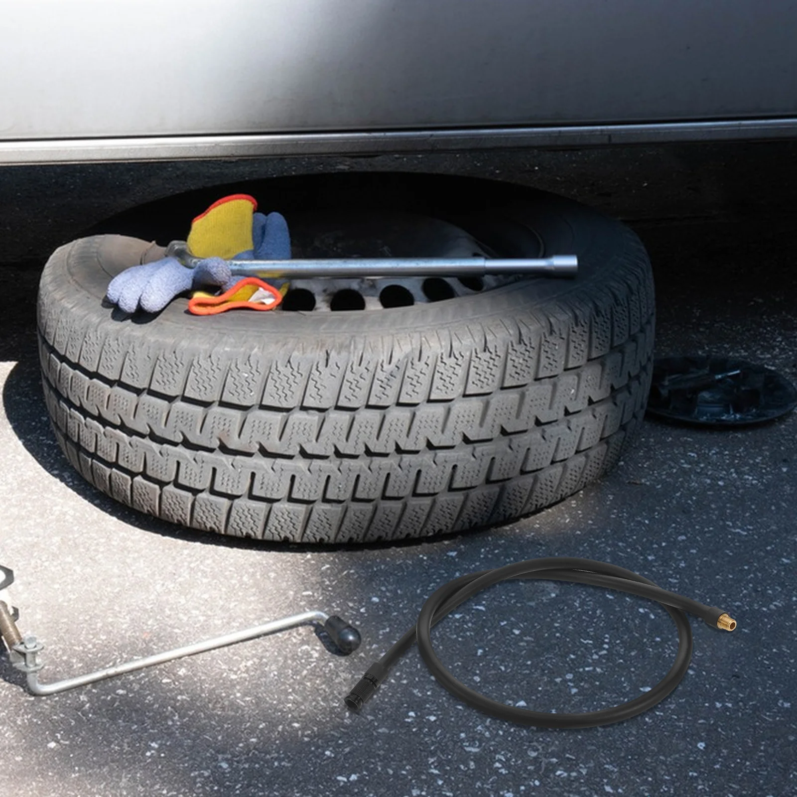 

Tire Inflator Extension Hose 80Cm High Pressure Rubber Threaded Air Pump Extension Pipe for Car Motorcycle Tire Inflation