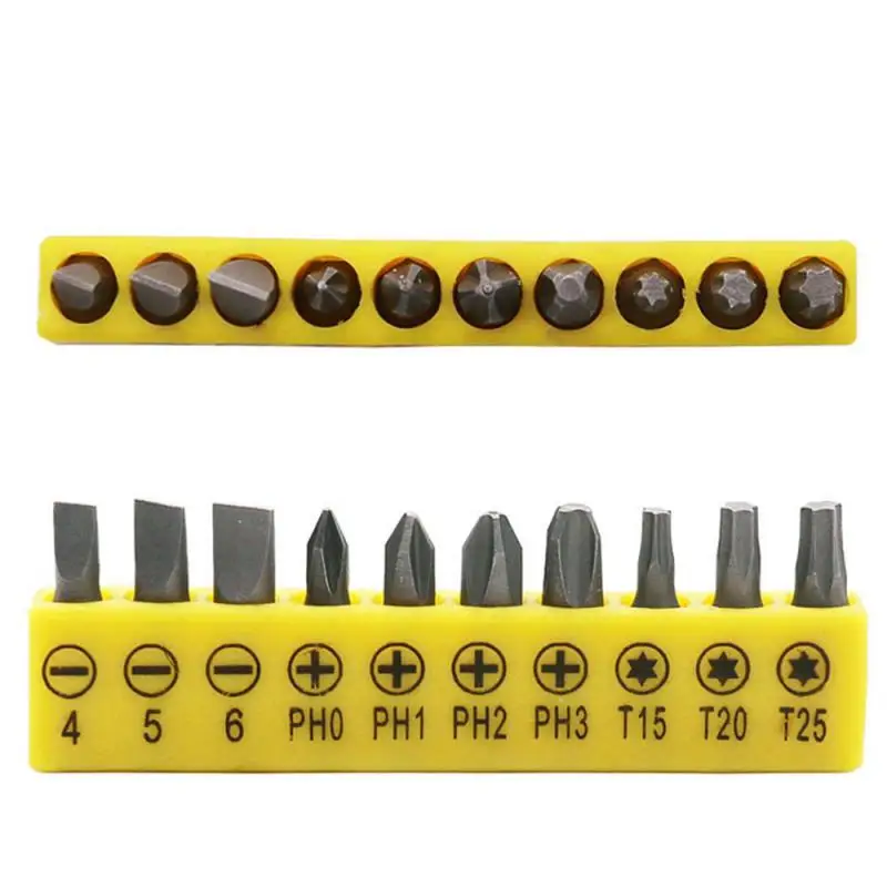 10pc Rubber Strip Cross Screwdriver Head Bit 60mm Conversion Extension Rod Woodworking Power Tool Set