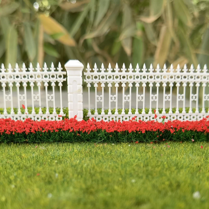 7pcs/box Simulation flower bed strip model vegetation shrub landscape sand table park decoration doll house landscaping