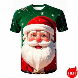 New Fashion 3D Printing Happy Christmas T Shirt For Men Short Sleeve T Shirts Funny Xmas Graphic T-Shirts Y2k Mens Clothing Tees