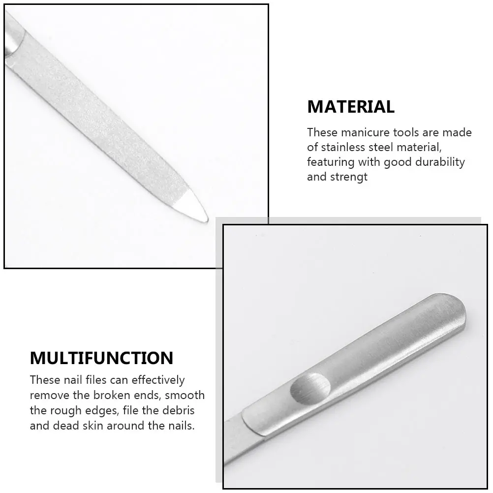 

4Pcs Efficient Stainless Steel Manicure Files Nail Art Tools For Removing Debris And Dead Skin L Silver