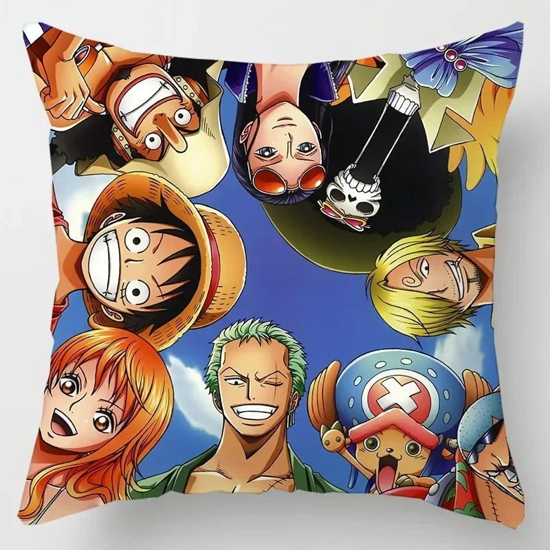 Hot Anime One Piece Luffy Figure Toys Cartoon Zoro Tony Chopper Printed Pillows Cover Birthday Party Decoration Toys Gift 45cm