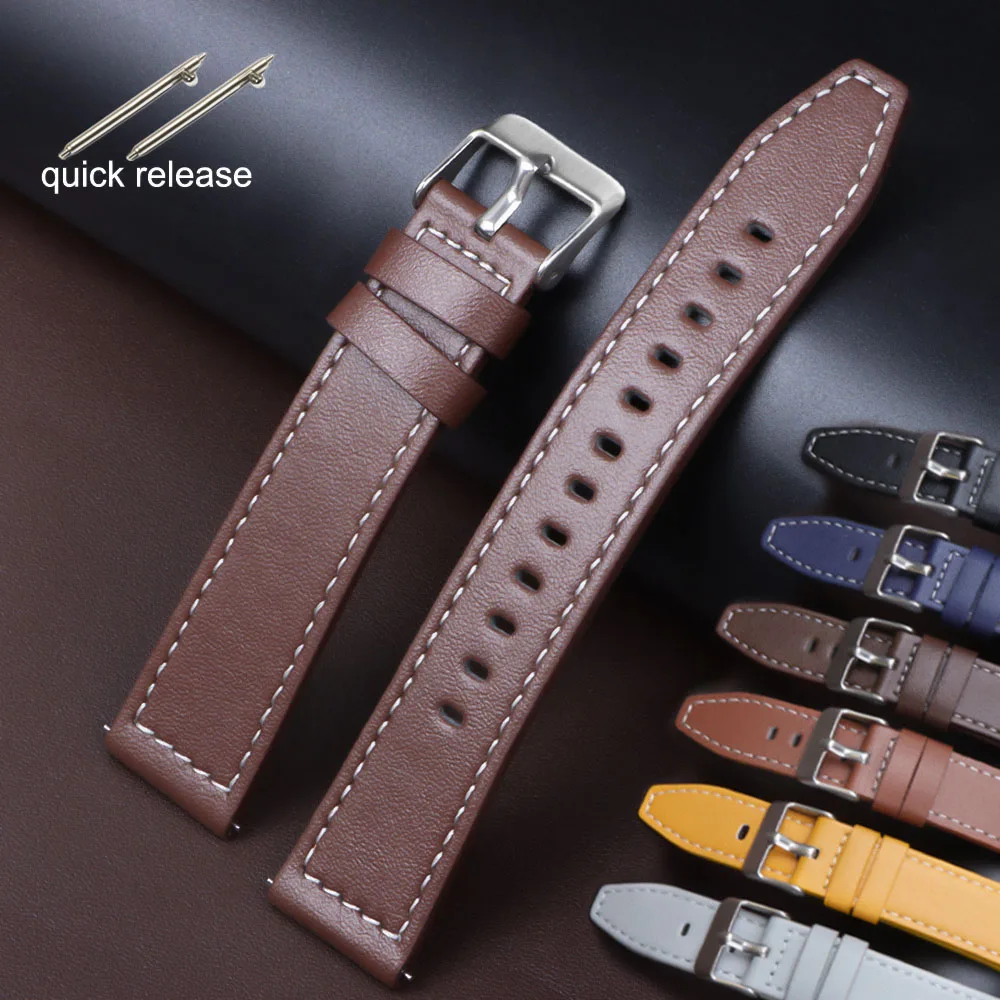 20mm 22mm Watch Bandfor Huawei Watch GT2/GT3 Quick Release Bracelet for Samsung Galaxy Sport Vintage Leather Watchband for Seiko